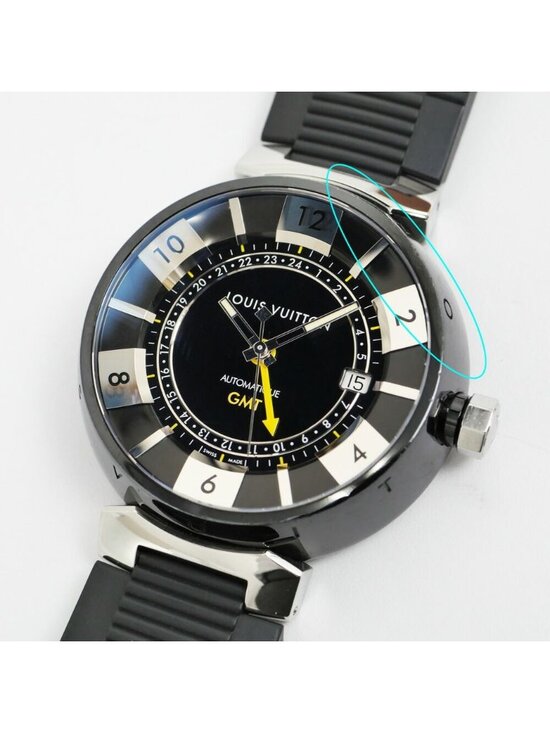 Louis Vuitton Tambour in Black GMT Dial Stainless Steel Rubber Quartz Watch main image 7